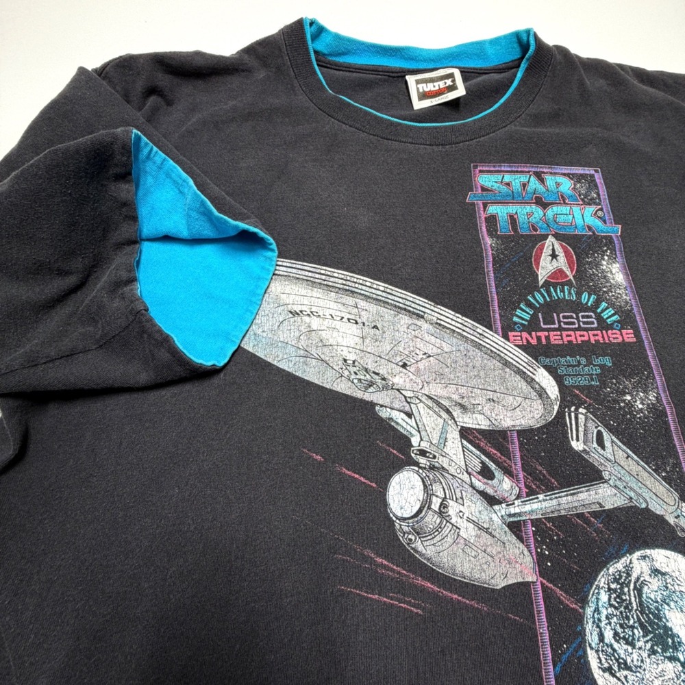 Vintage 1991 Star Trek USS Enterprise T Shirt Men XL Single Stitch Double Sleeve